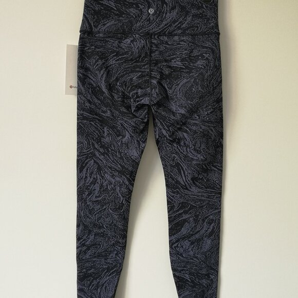 NWT LULULEMON VRTJ Black Blue Jacquard Wunder Under HR Soft 28" Pants Tight 10 - Picture 4 of 6